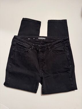Sonoma Black Straight-Leg Skinny Jeans Sz 14